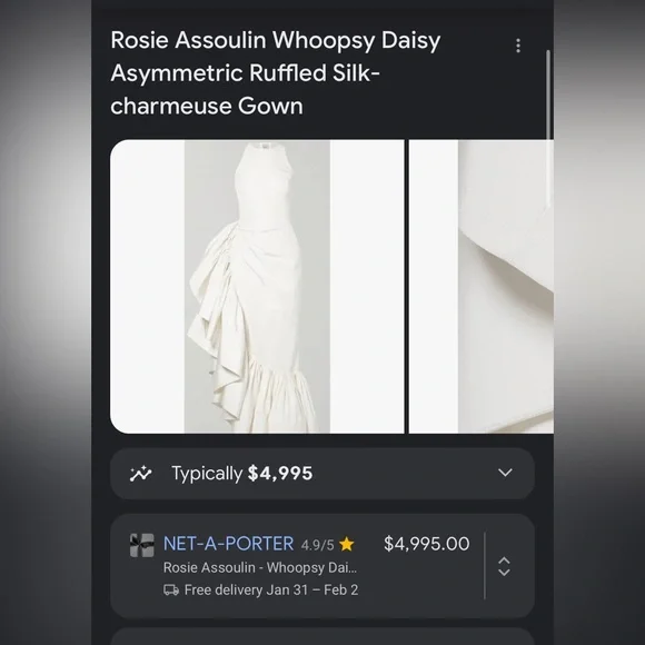 Rosie Assoulin Whoopsy Daisy Wedding Dress Ruffle Skirt Silk Faille - Picture 3 of 12